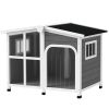 PawHut Cabin-Style Wooden Dog House for Large Dogs with Openable Roof & Giant Window, Dark Gray