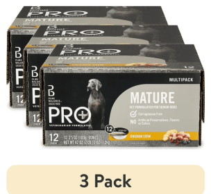 (3 pack) Pure Balance Pro+ Chicken Stew Wet Dog Food for Mature Pets, Grain Free, 3.5 oz Cups (12 Pack)
