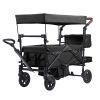 Wagon Stroller for 2 Kids, Push Pull Quad Collapsible Stroller with Adjustable Handle, Encircling Harness Removable Canopy, 4 Wheels with Brakes