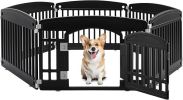 Dog Playpen, 24" Exercise 6-Panel Pet Playpen with Door, Safe and Secure, Folding and Portable Puppy Playpen for Puppies and Small Dogs, Black
