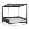 Wicker Dog House Raised Rattan Puppy Bed Cat Shelter for Indoor Outdoor Garden Patio Pet Sofa with Removable Cushion for Medium Sized Pet Brown