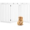 36 Inch Folding Wooden Freestanding Pet Gate Dog Gate with 360° Flexible Hinge