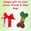 Stoned to da Bone, Cute Stuffed Rasta Leaf Bone Dog Toy, Funny Squeaky Weed Toy, Cool Plush Novelty 420 Gift for for Puppies & Small