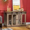 PawHut 47.5" Dog Crate, Dog Cage End Table with Divider Panel, Dog Crate Furniture for Large Dog and 2 Small Dogs, Oak