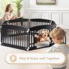 Dog Playpen, 24" Exercise 6-Panel Pet Playpen with Door, Safe and Secure, Folding and Portable Puppy Playpen for Puppies and Small Dogs, Black