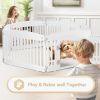Dog Playpen, 24" Exercise 6-Panel Pet Playpen with Door, Safe and Secure, Folding and Portable Puppy Playpen for Puppies and Small Dogs, White