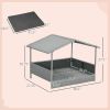 Wicker Dog House Outdoor with Canopy, Rattan Dog Bed with Water-resistant Cushion, Raised Dog Bed for Small, Medium Dogs up to 66 lbs