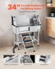 34" Dog Grooming Bath Tub Stainless Steel w Stairs Faucet Left Door