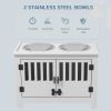 Dog Food Storage Cabinet with Bowls & Dog Feeding Station, White