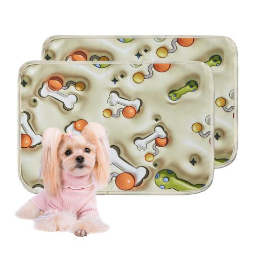 Qeils Reusable Puppy Pads, Washable Pee Pads For Dogs 2 Pcs 3D Printed Super Absorbent Leakproof Dog Training Pads, Non-Slip Potty Pads For Whelping,