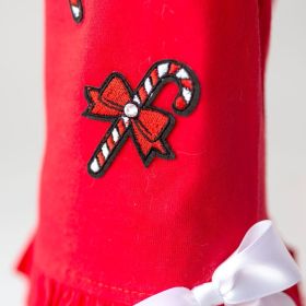 Candy Cane Dog Dress (Color: Red, size: M)