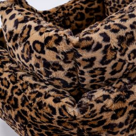 Cashmere Dog Bed (Color: Leopard, size: LG)