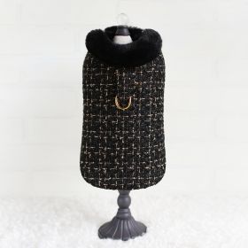 Chantel Tweed Dog Coat (Color Option: Black, size: S)