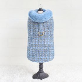 Chantel Tweed Dog Coat (Color Option: Blue, size: S)