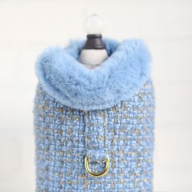 Chantel Tweed Dog Coat (Color Option: Blue, size: M)