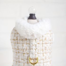 Chantel Tweed Dog Coat (Color Option: Cream, size: M)