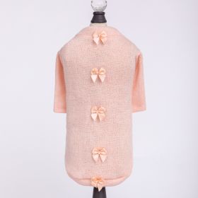 Dainty Bow Sweater (Color: Peach, size: SM)