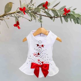 Holiday Sparkle Dog Dress (Color Option: White, size: S)