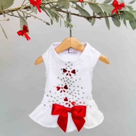 Holiday Sparkle Dog Dress (Color Option: White, size: L)