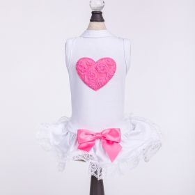 Lacey Puff Heart Dog Dress (Color Option: Pink, size: XS)