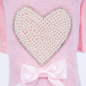 Pearl Heart Dog Sweater (Color: Baby Pink, size: XXS)