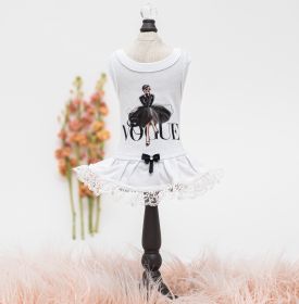 Vogue Dog Dress (Color: White, size: S)