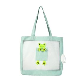 Handheld Breathable Canvas Cat Bag for Outdoor (Color: Green, Type: Pet entertainment)
