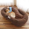 Human Dog Bed, Large Size Fits You and Pets, Washable Faux Fur Dog Bed for People Doze Off, Napping Orthopedic Dog Bed, Present Plump Pillow, Blanket