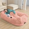 Human Dog Bed, Large Size Fits You and Pets, Washable Faux Fur Dog Bed for People Doze Off, Napping Orthopedic Dog Bed, Present Plump Pillow, Blanket