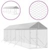 Outdoor Dog Kennel with Roof Silver 6.6'x32.8'x8.2' Galvanized Steel