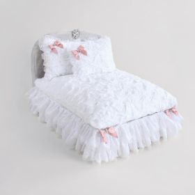 Enchanted Nights Dog Bed Collection (Accent Bow Color Option: White, Color Option: Baby Doll Pink)