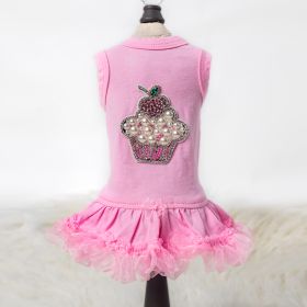 Lil Miss Cupcake Dog Dress (Color Option: Pink, size: L)