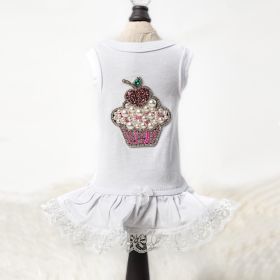 Lil Miss Cupcake Dog Dress (Color Option: White, size: L)